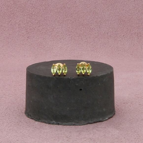 bony levy 14k yellow gold marquise-cut peridot stud earrings - Picture 1 of 3